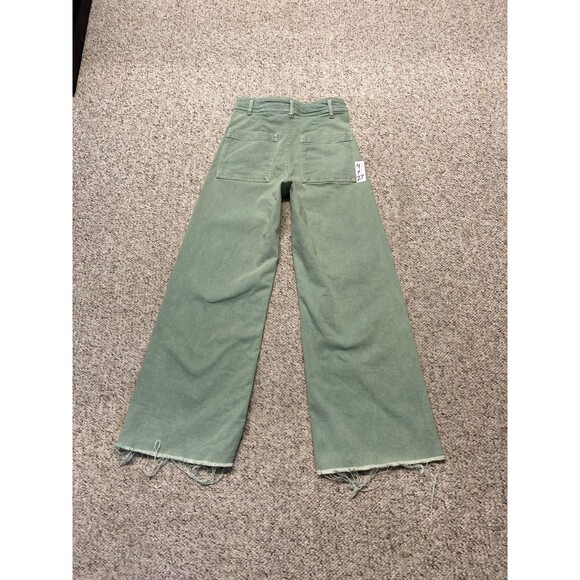 Zara The Marine High-Rise Straight Wide Leg Raw Hem Lime Green 4 - Picture 8 of 10